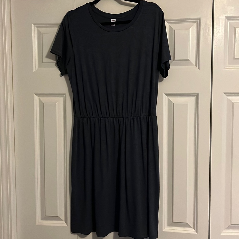 Waist-Defined Striped Slub-Knit T-Shirt Dress for Women